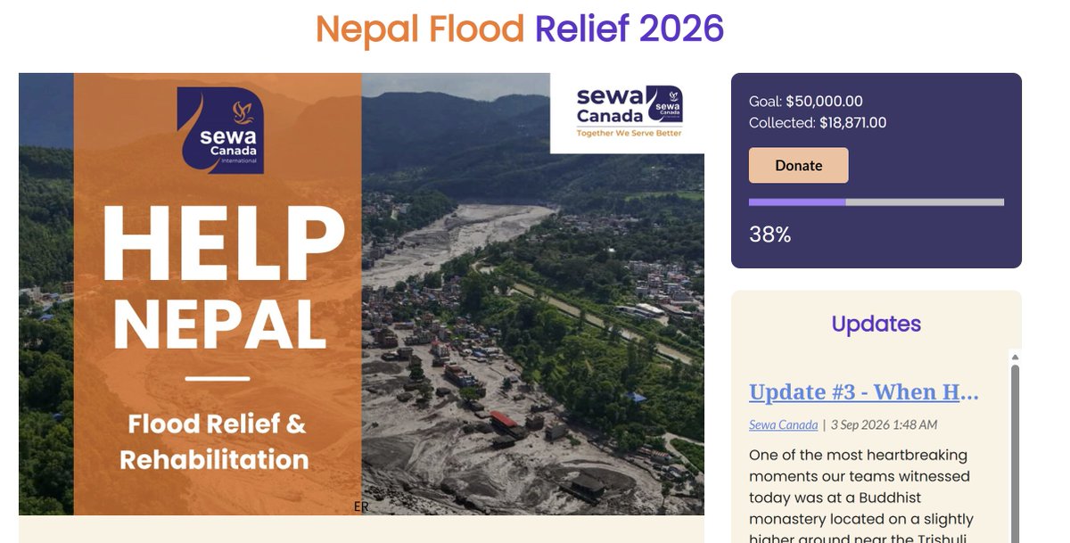 rssmoorthy's tweet photo. Families have lost everything &amp; urgently need food, shelter, &amp;medical care. @SewaCanada is matching the first $10,000 raised to double your impact, and 100% of your tax-deductible donation goes directly to the ground. Donate today, please 🙏🙏🙏 #Nepal  https://t.co/3smuTJGYDB https://t.co/t6yb29SXHT