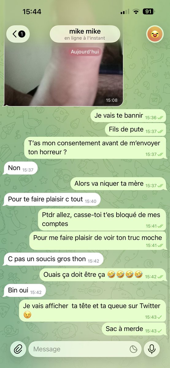 catalinachienne's tweet photo. Y a tellement des gros bouffons sur mon Telegram 🤣🤣🤣 si t’es courtois, t’inquiète pas t’auras des surprises, c’est pas comme lui : https://t.co/y7oCx1UN0c https://t.co/ENLXH2ehmd