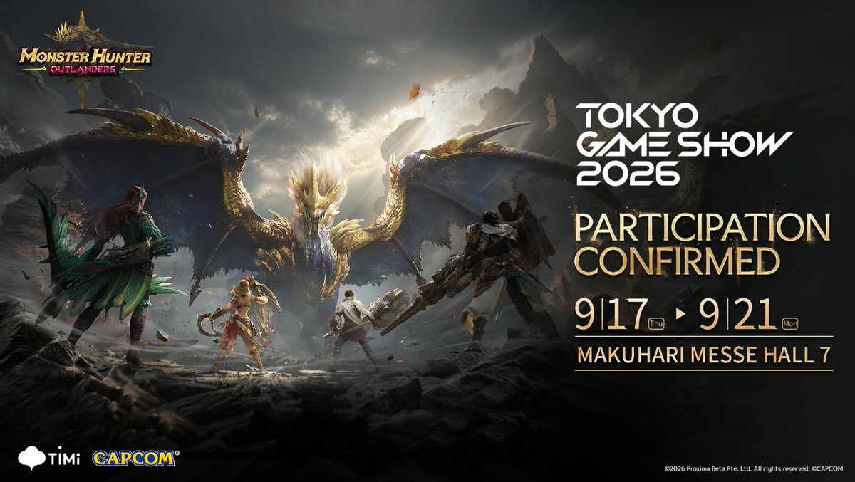 Game8_MH's tweet photo. Monster Hunter Outlanders is officially heading to Tokyo Game Show 2026! 

If you're visiting Makuhari Messe, you can drop by Hall 7 at the Capcom booth and experience the brand-new playable demo first-hand. 🤭

Don't forget to pre-register and stay tuned for more coverage! 🤓 https://t.co/LmKklkH2Jt