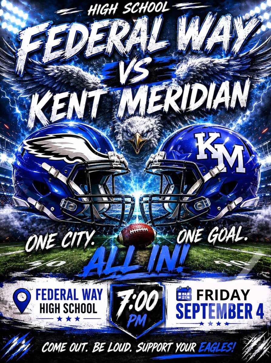 coreysampson04's tweet photo. Happy Friday, Happy Game Day. Please come and support @FederalWayFB as kickoff our 2026-2027 season ! GO 🦅🦅🦅🦅 https://t.co/ED4j08a5YI