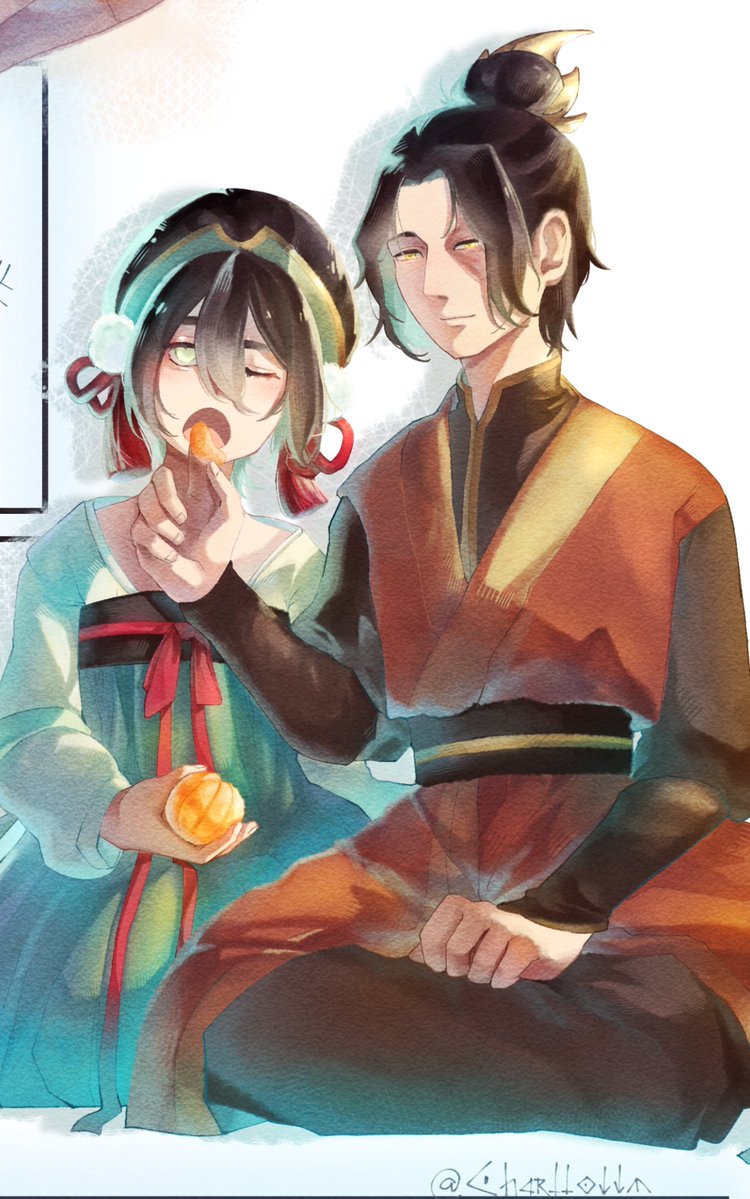 Chai_LatteQ02's tweet photo. It's all Zuko's fault for peeling a tangerine that was way too sour... (•̀⤙•́ )
#atla #zutoph #zuko #toph https://t.co/v6iSsNwchK