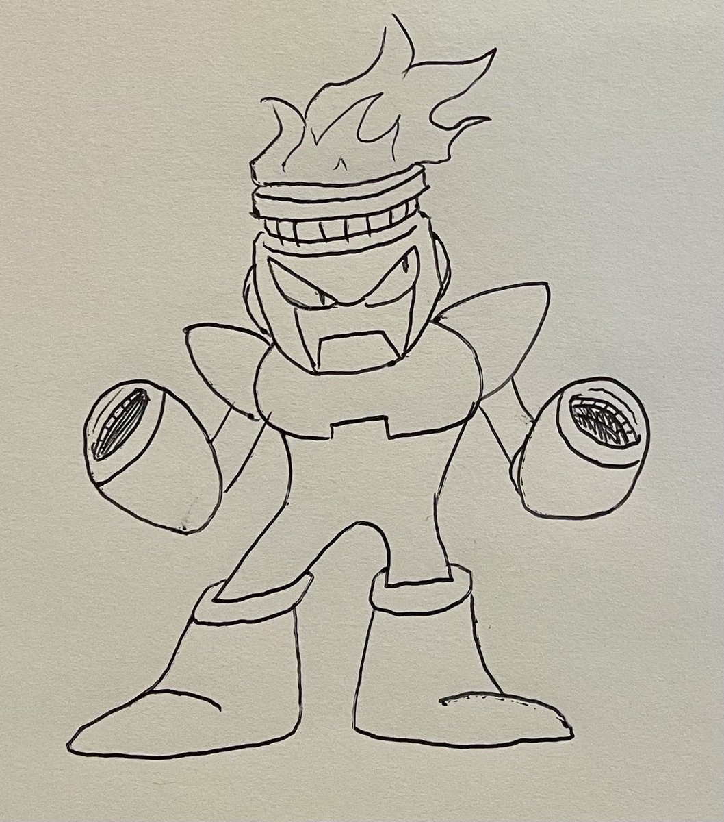 MagnetManDWN18's tweet photo. Daily Robot Master drawings day 5 (Special): DLN-007 and DLN-008 Fire Man and Elec Man. https://t.co/vJk5ttSeLw
