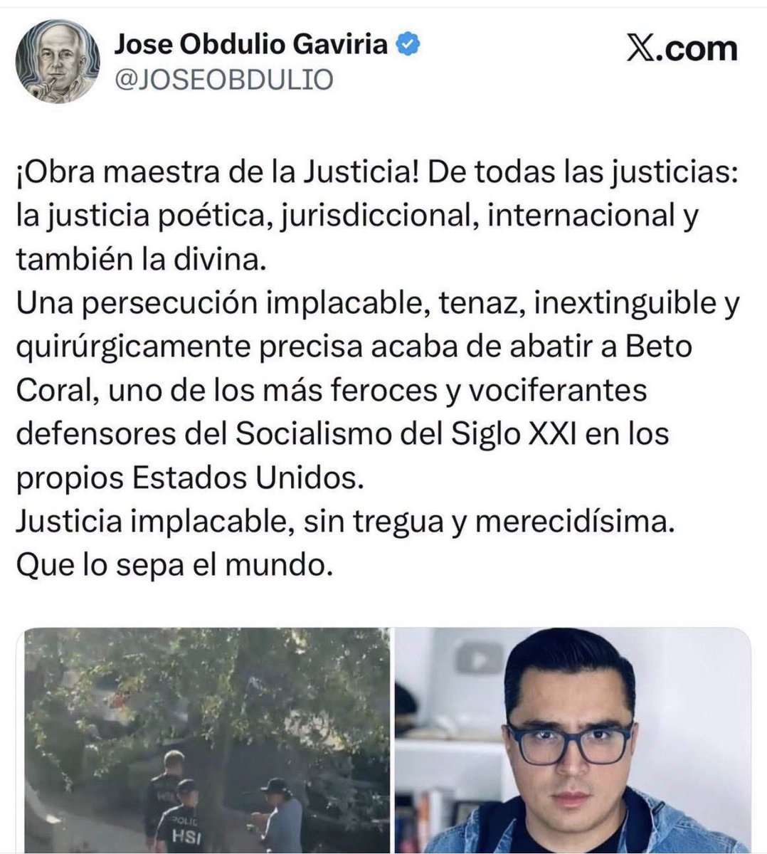 Betocoralg's tweet photo. No había visto esta joya del primo de Pablo Escobar Gaviria @JOSEOBDULIO un delincuente sin castigo. Si, de pronto su odio es porque mi padre ayudó a desmantelar la empresa asesina y narca de su familia. Pero Acá sigo, más FUERTE, más VOCIFERANTE, no van a poder silenciarme. 

Señor @marcorubio ¿los vínculos con este señor, vocero del partido @CeDemocratico si les gusta cierto? Hipócritas.