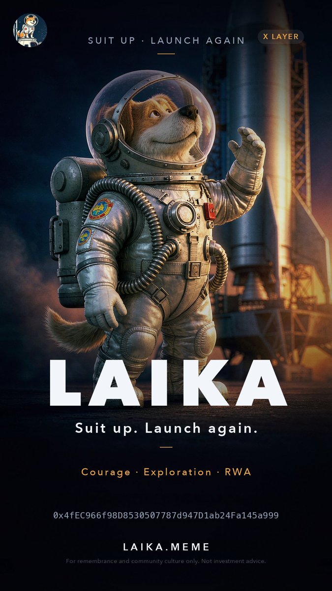 suraptz's tweet photo. @LaiKa_SpaceX @elonmusk $LAIKA refuels and uses the power of RWA Meme to travel to Mars 🚀， Looking forward to this interstellar voyage!

Official X：@LaiKa_SpaceX
CA:0x4fec966f98d8530507787d947d1ab24fa145a999

#LAIKA  #XLayer https://t.co/cgyXfwQeQK