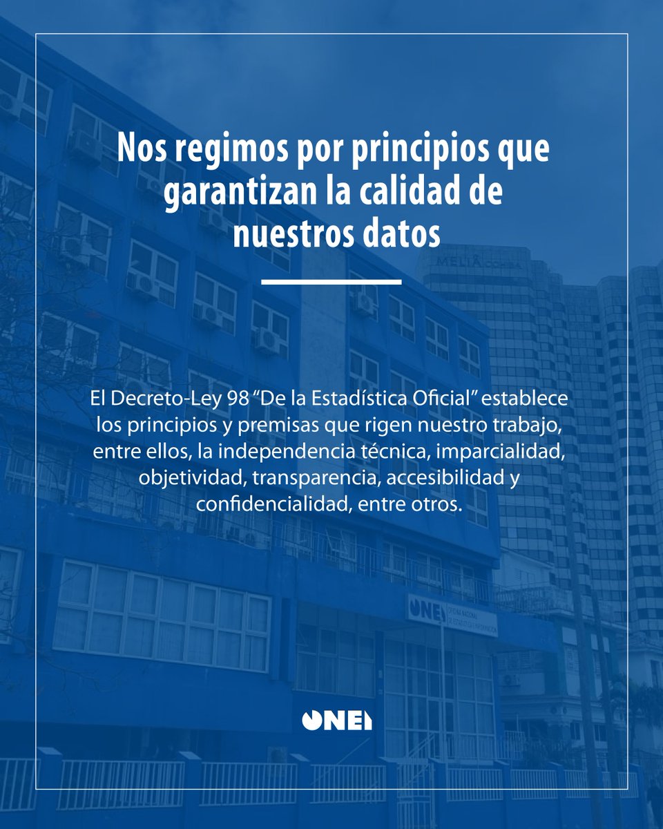 CubaONEI's tweet photo. #ONEI | 🤔 ¿Cuánto conoces realmente a la institución rectora de la estadística oficial de Cuba?
🙌 A días de festejar a los estadísticos cubanos, te traemos 5 cosas que quizás no conocías de la Oficina Nacional de Estadística e información.
🧵1/4👇 https://t.co/0zy3oDOSMJ
