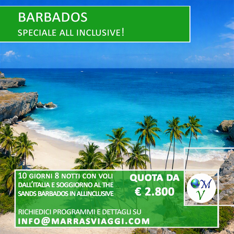 MARRASVIAGGI's tweet photo. Barbados - Speciale All inclusive!
10 giorni 8 notti con voli dall'Italia. Partenze tutto l'anno e soggiorno 8 notti al The Sands Barbados in trattamento di All Inclusive - Quote da 2.800 €
#barbados #allinclusive #caribi #oltremareviaggi #caleidoscopio #marrasviaggi https://t.co/edONqljB6R