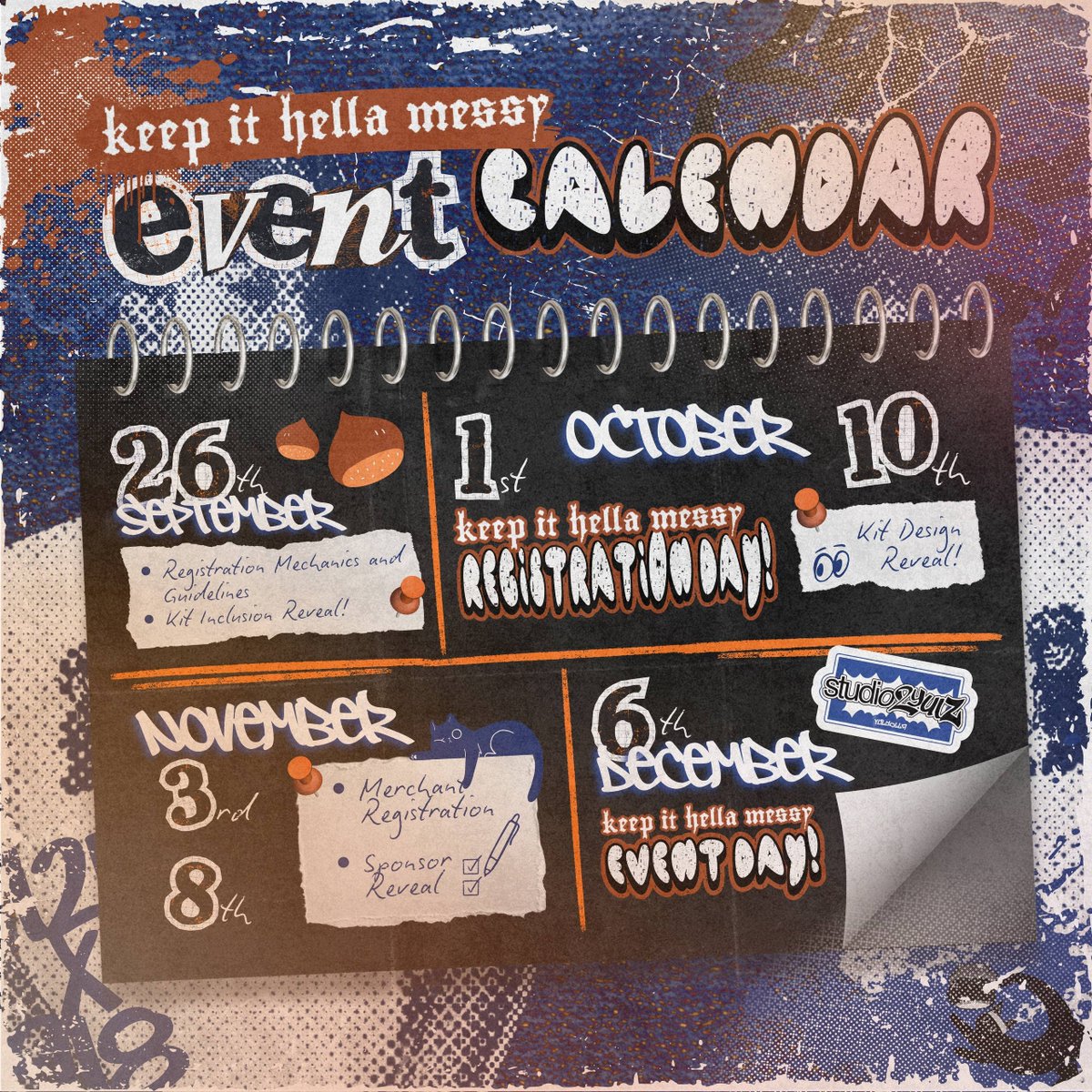 studio2yulz's tweet photo. 𝐌𝐀𝐑𝐊 𝐘𝐎𝐔𝐑 𝐂𝐀𝐋𝐄𝐍𝐃𝐀𝐑𝐒 ! ✦
The countdown to chaos has begun. 🗓️

From kit reveals to registration days, every milestone leads straight to the big mess on December 6. 👀
𝐃𝐨𝐧’𝐭 𝐦𝐚𝐤𝐞 𝐩𝐥𝐚𝐧𝐬—𝐰𝐞 𝐚𝐥𝐫𝐞𝐚𝐝𝐲 𝐦𝐚𝐝𝐞 𝐨𝐧𝐞 𝐟𝐨𝐫 𝐲𝐨𝐮. https://t.co/nW9VZmh1M3