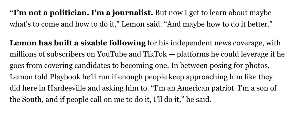 politico's tweet photo. During Gavin Newsom’s first stop on his tour in South Carolina, he was nearly upstaged by another photo line for Don Lemon — who has said he’s serious about a potential 2028 presidential run.👇

More in @playbookdc: https://t.co/aYQf8iSvNc https://t.co/qaZQsvJpPB