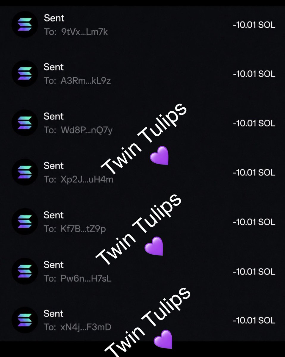 TwinTulips's tweet photo. Yesterday I sent big airdrops (10 $SOL) to 15 random people. 

Today I will send airdrop to 20 lucky people.

Must follow me @TwinTulips with 🔔

Join Tg: https://t.co/iNaLu93CiH

Like Repost &amp; Bookmark This Post 

Drop your wallet addresses below 👇 https://t.co/SIhIzmy5q1