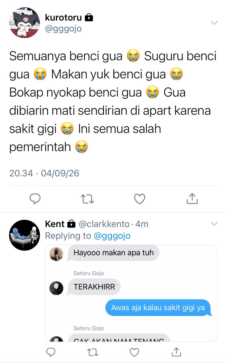 etnowt's tweet photo. Satoru sakit gigi tapi emang polahe dewe https://t.co/kV3bWj2OGq