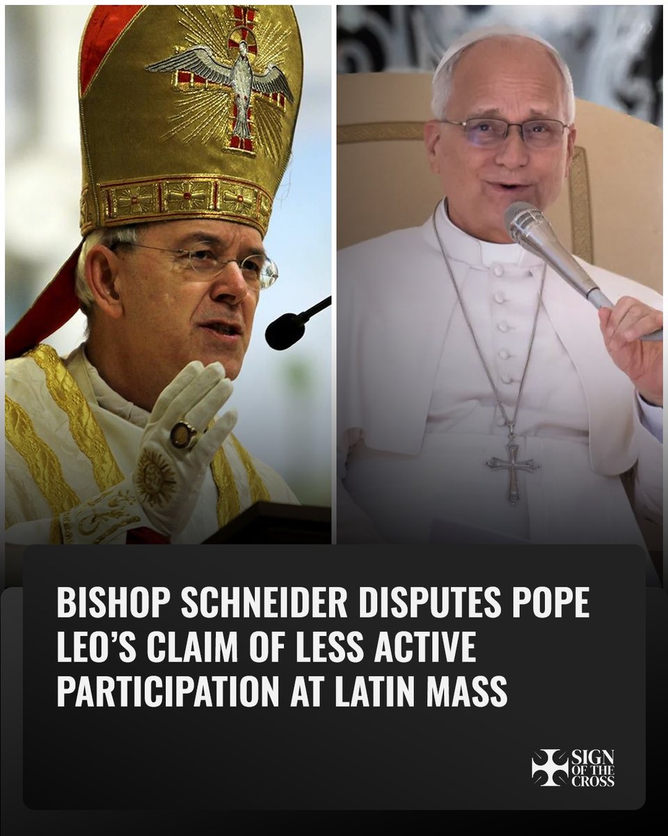 CatholicSOTC's tweet photo. Bishop Schneider disputes Pope Leo’s claim that Catholics at the Latin Mass were “silent spectators.”

“There are people who really want to be silent during Mass, to contemplate interiorly. Contemplation is also possible during Mass.”

https://t.co/EEWzjVm6JH https://t.co/ZU7Wq6Qs5I