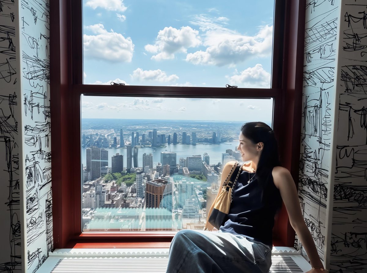 ARPRASAN5's tweet photo. Sitting by the high-rise window, gazing out at the breathtaking Manhattan skyline under a dreamy sky of fluffy clouds and blue. It instantly melts all the stress away. https://t.co/NT2p2rdd4P