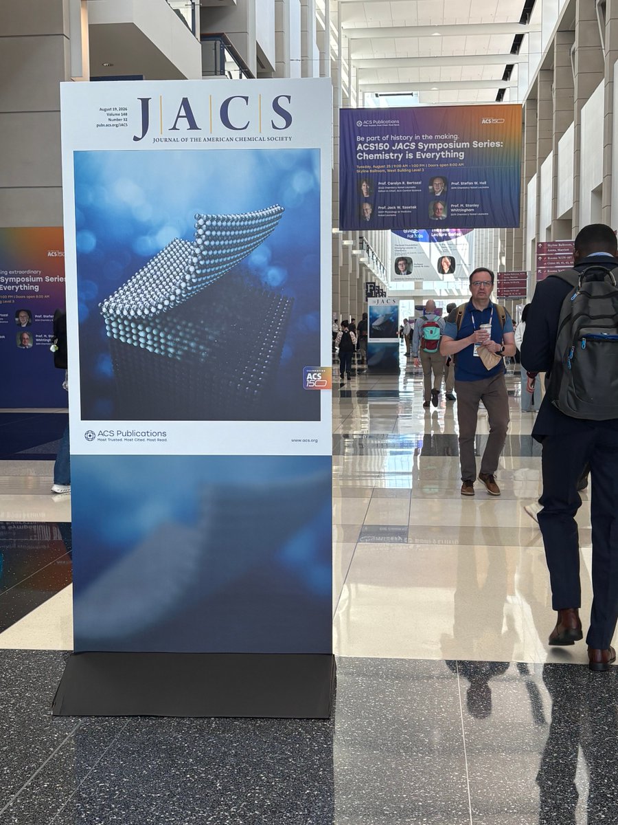 J_A_C_S's tweet photo. From the lab to the cover of #JACS and center stage at #ACSFall2026 🌟
"Freestanding Ordered Intermetallic Nanomembranes" by Wang, Cui, Blake and Hwang et al. was highlighted throughout the meeting.
🔗 Cover: https://t.co/BvOK739BkT
🔗 Article: https://t.co/ttN46D3SoY https://t.co/IwhJrIpS3N
