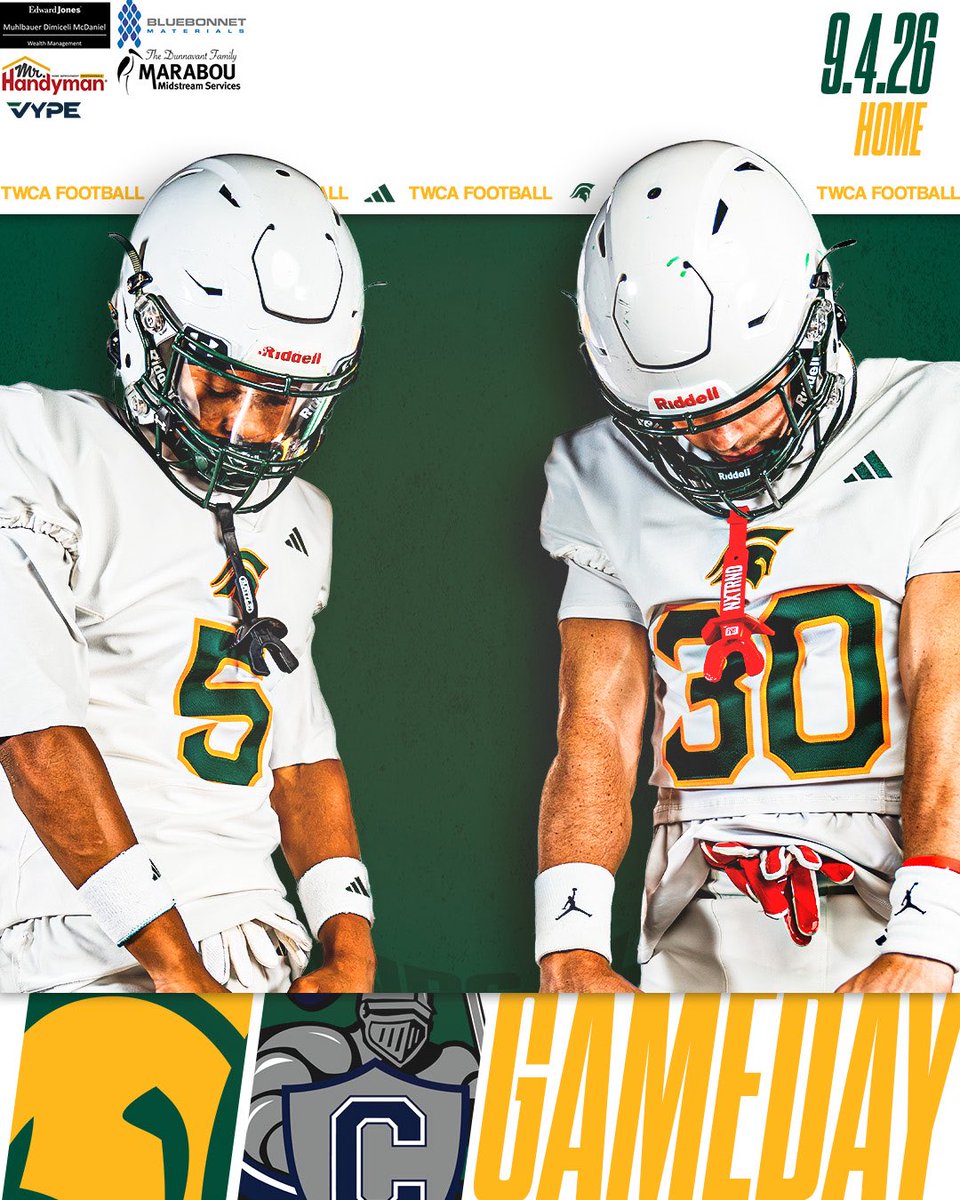 twcasports's tweet photo. 🏈 GAMEDAY! 🏈
The Warriors are back home for Game 2️⃣!
🆚 Concordia
📍 Warrior Field
⏰ 7:00 PM
See you under the lights. 💚💛
#GoWarriors #TWCA https://t.co/wVVxNSbVnO
