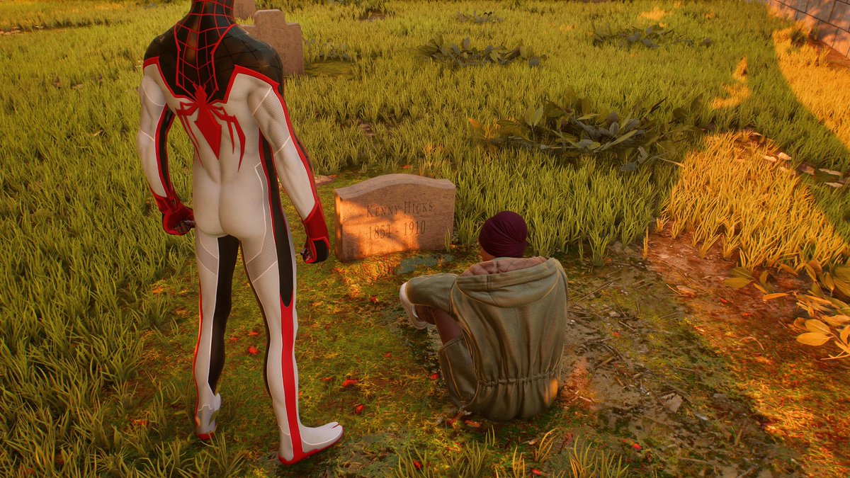 KavuriSrikanth's tweet photo. Spider-Man 2 and its excellent attention to detail. 

Here we have two people sitting in front of graves, supposedly grieving...and the people buried there died over a century before the game's events.

But yes, let's pay $80 or more for these turds. https://t.co/6kn20KaNII