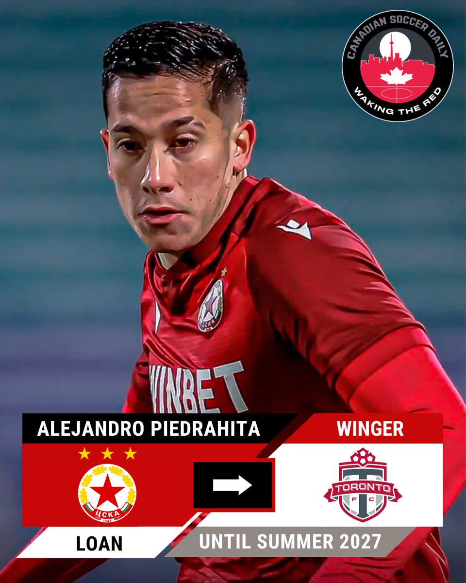 WakingtheRed's tweet photo. Toronto FC have confirmed the signing of Alejandro Piedrahita on loan from CSKA Sofia ✅

The Colombian winger has joined on loan through the 2027 MLS Sprint Season with an option to make it a permanent move 🛒

https://t.co/evu0pkcgIv

#TFCLive | #Colombia | #CSKASofia https://t.co/U533O7Bnwg