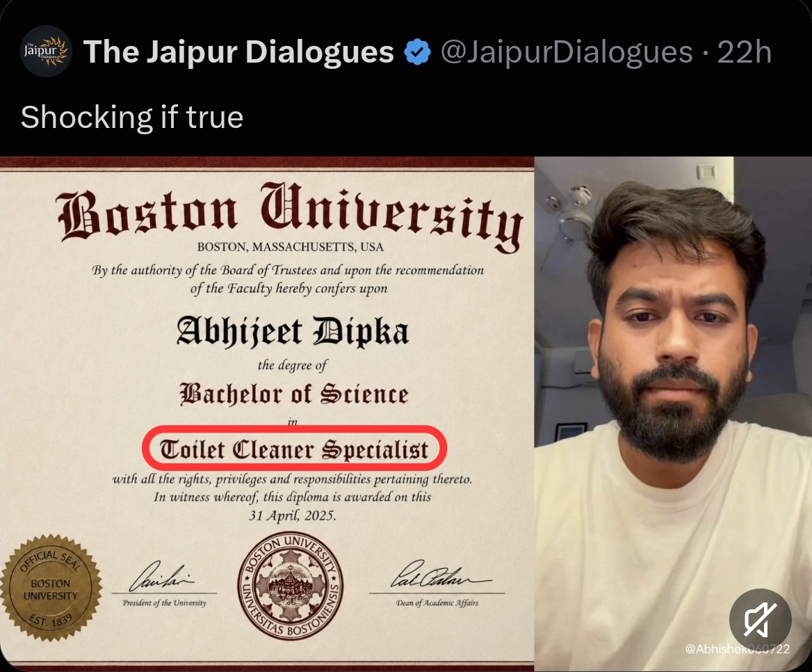 anubhavgupta_ji's tweet photo. -@abhijeet_dipke must file an SC/ST Act case against him for publicly spreading this demeaning, fake AI-generated certificate.

This is the same person as @Sanjay_Dixit & his son, who doxxed minor Ruchika Singh. They both run this page.

CC: @SauravDassss @AshutoshRanka @whattalawyer