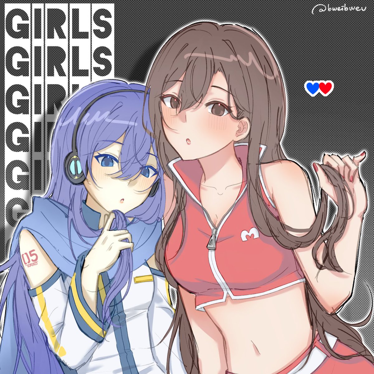 bweibweu's tweet photo. Yuri redraw 💙❤ #KAIKO #MEIKO https://t.co/BEsLaZVZVY