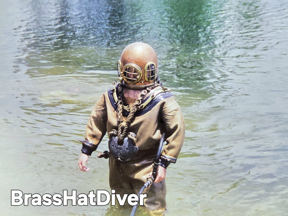 brasshatdiver's tweet photo. A test dive in a rare Augustus Siebe dive helmet, made in the mid-1800s, done over 25 years ago in preparation for one of our dive rallies at Marineland! https://t.co/pYHH15WmiX