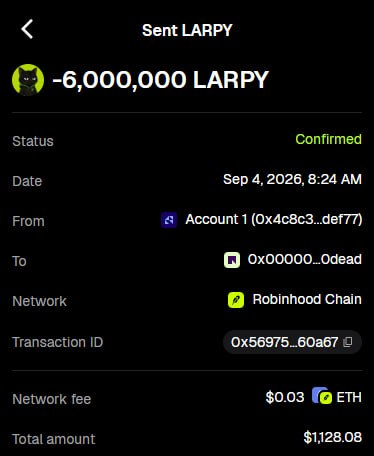 LarpingCat_RH's tweet photo. Total burns 30 million tokens. 3% supply out of circulation https://t.co/U4k5KGS6jK