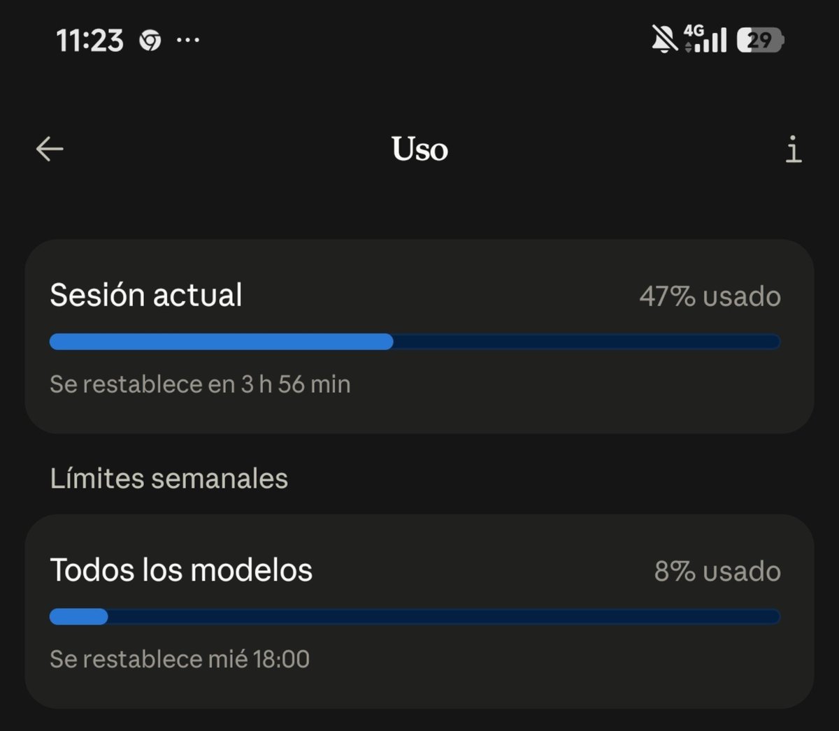Jmon_96's tweet photo. @claudeai alguien sabría por qué me limita el límite el uso como si ya hubiese alcanzado el límite de sesión si aúne queda 50%??!! https://t.co/nCXaRx7qqT