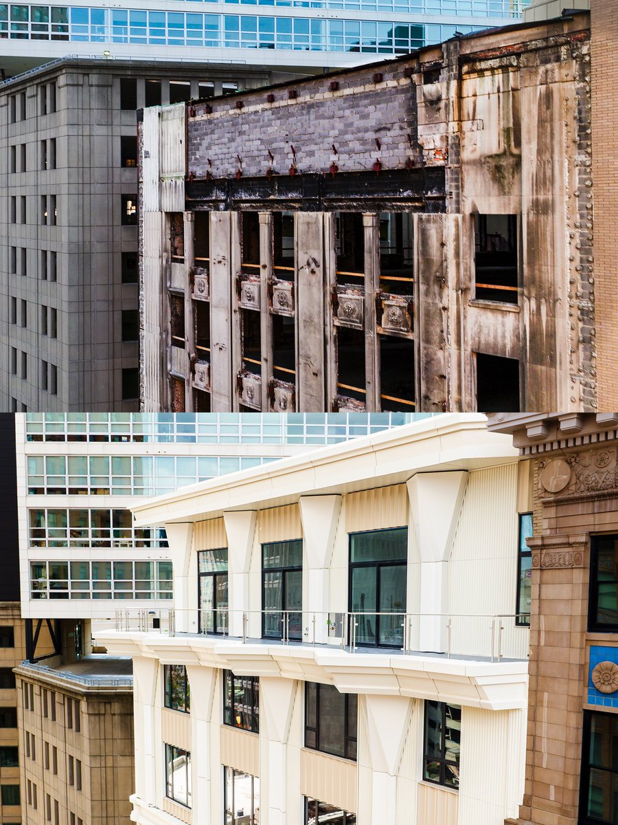AsDetroitsOwn's tweet photo. A closer look at one of Capitol Park’s newest transformations. 🏛️✨

This historic corner has seen quite a few chapters… from Albert Kahn’s original 1921 design to decades of alteration, and now a complete redevelopment that brings the building back to life.

📸 @JordanGarlandMI https://t.co/m6sR0fTvSH