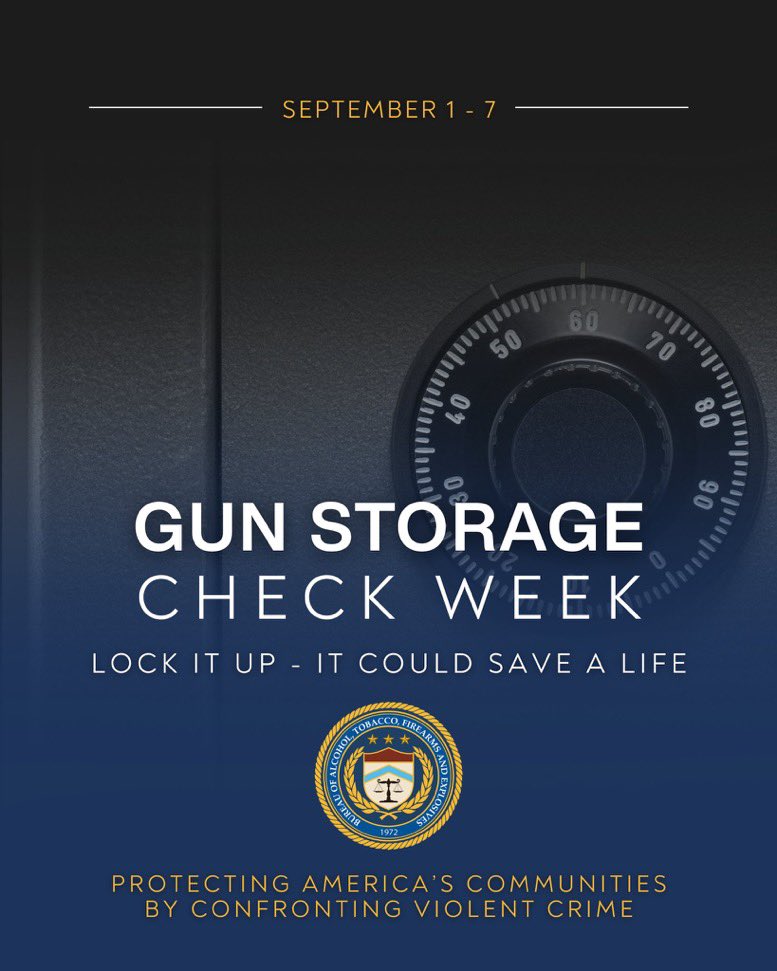 ATFWashington's tweet photo. Securely storing firearms is one of the most important responsibilities that comes with gun ownership. Safe storage helps prevent firearms from being accessed by a child, someone in crisis, or anyone who shouldn’t have them. Click the 🔗 https://t.co/eL4enANcF1
@ATFWashington https://t.co/MgRdSMN2wU