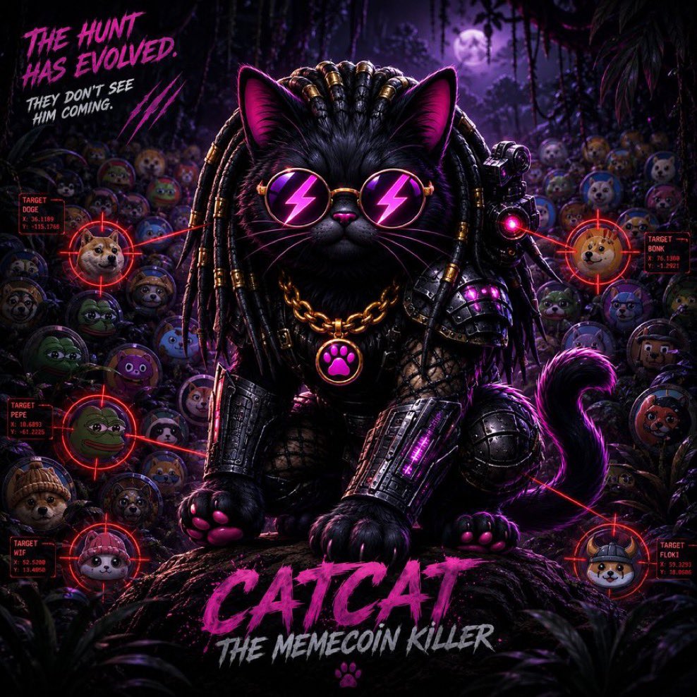 0xmile_s's tweet photo. The hunt has evolved. 🐈‍⬛

One target. Then another. Then all of them.

$CATCAT — the memecoin killer is coming on Solana 

Website : https://t.co/hoxEx28Xbq

TG: https://t.co/ZF7Sp90v5L

stay positioned, something big is coming https://t.co/8Yxf4bqg0H