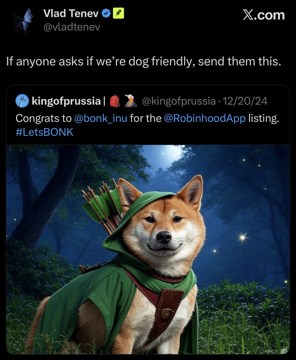 robindogex's tweet photo. @vladtenev You also stand behind dogs!

$ROBINDOG https://t.co/CoYT2ad84I