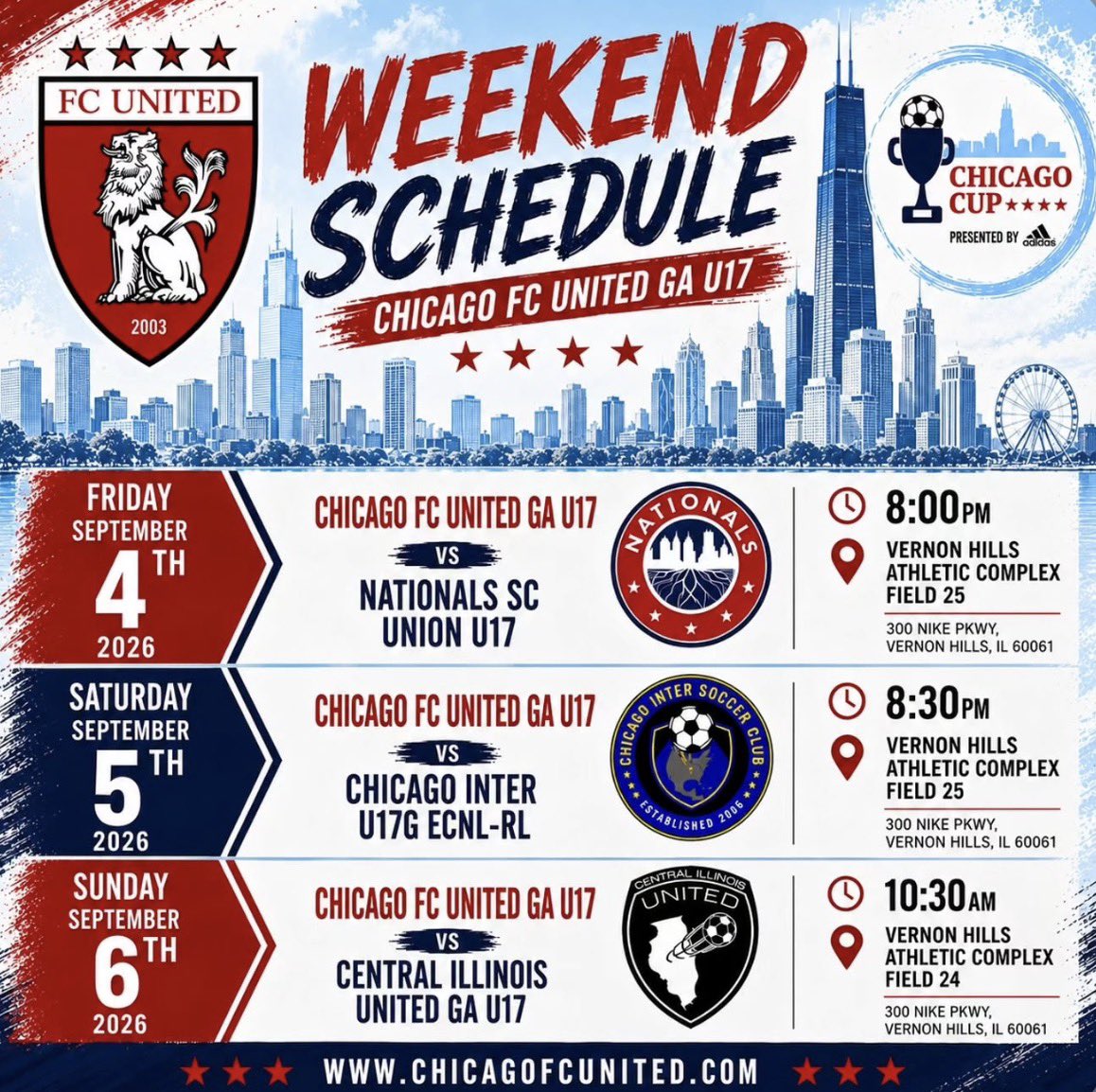 Alexiamiyares's tweet photo. Chicago Cup weekend is here! ⚽️ Ready to compete, work, and represent FCU. Let’s go! 💪
#GoFCU #FCUnited #2028s #KeepWorking
@TheSoccerWire @PrepSoccerIL @PrepSoccer @TopDrawerSoccer @NcsaSoccer @ImYouthSoccer https://t.co/VCbaRqlz1i