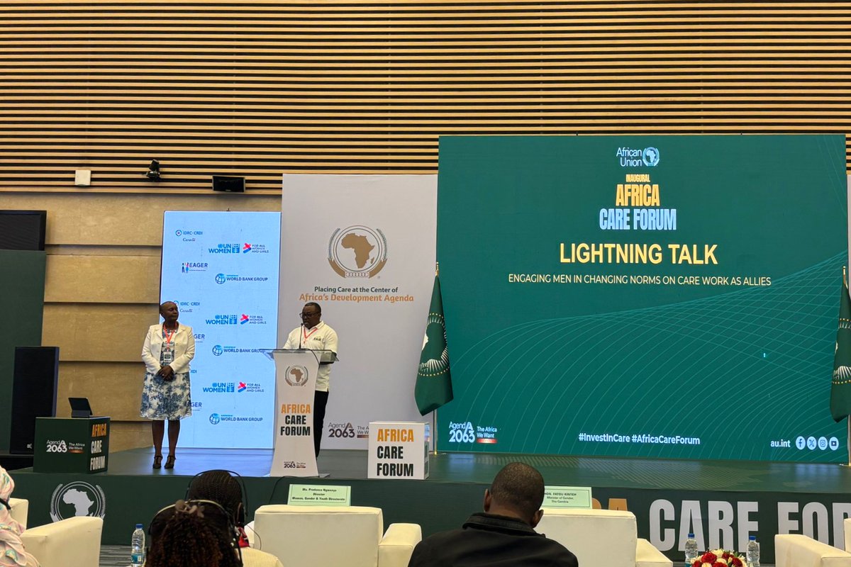 rwamrec's tweet photo. 🌍 RWAMREC's Project Coordinator Emmanuel Karamage presented today at the inaugural Africa Care Forum in Addis Ababa, sharing lessons from Bandebereho's scale-up — our gender-transformative couples programme delivered via Rwanda's community health worker system. The Forum (themed "Placing Care at the Centre of Africa's Development Agenda") highlighted that women & girls carry ~70% of Africa's unpaid care burden — worth an estimated USD 95B/year. Great conversations on why engaging men matters. 🙌 #Bandebereho #AfricaCareForum