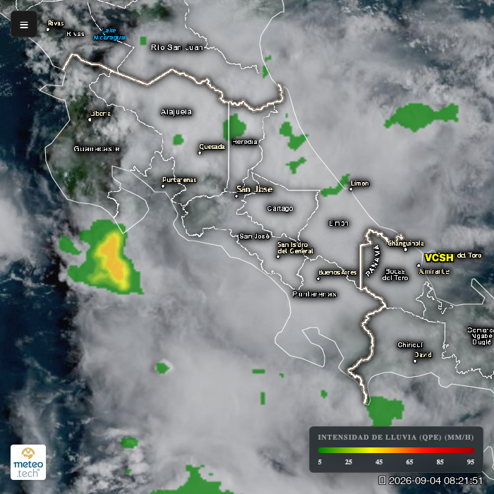 climaya's tweet photo. 🇨🇷 Alto contenido de humedad favorece aguaceros y tormentas en las vertientes del Pacífico, Valle Central y montañas Caribe. Las lluvias dispersas son esperables por la tarde/noche en estos sectores.
Atiende los avisos oficiales. Mapas de tiempo real en nuestra web. #ClimaCR https://t.co/BwqxlcITQw