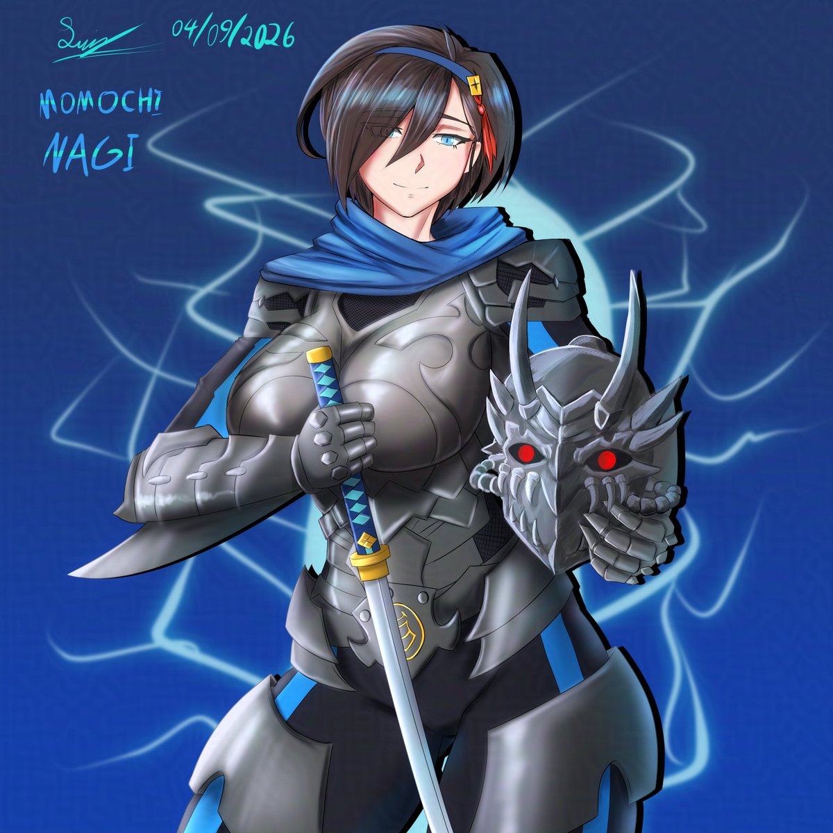 Luizjrs01Alpha's tweet photo. A commission for @NNarakson 
A fanart of Nagi Momochi, from Action Taimanin. Wearing her father's armor.

This one surely was challenging to do. But hey, I think I did pretty good. :)c https://t.co/JuoA9WN2C6