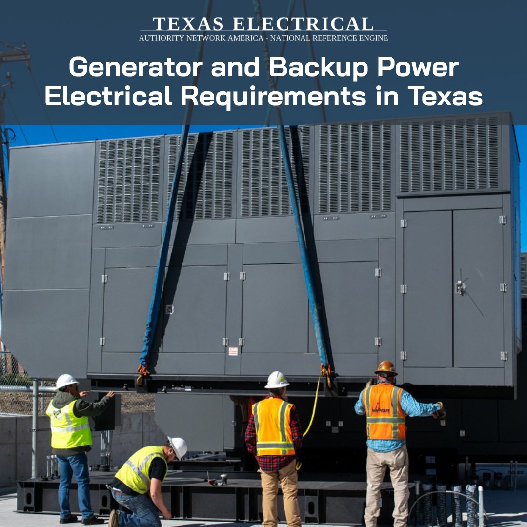 TtlNRGSolutions's tweet photo. What #electrical requirements should be considered for #generator and #backuppower installations in Texas?
Explore system classification, transfer equipment, grounding and bonding, conductor sizing, permitting, and inspections in this technical guide >> https://t.co/JUGBrovxuq https://t.co/6MCmLsauos