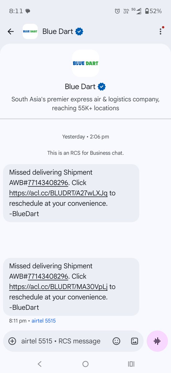 AmolPawar_speak's tweet photo. @mitech666 @BalfourManuel @BlueDart_ @BlueDartCares See the height of third class service. Every day getting this sms from last 10 days. Getting service from agencies except Bluedart. Shame on you https://t.co/fpSXqvjuy5
