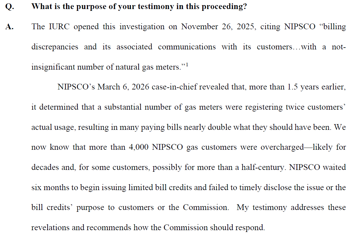 Ben_Inskeep's tweet photo. UPDATE🚨: We @cacindiana submitted testimony with shocking findings: 

NIPSCO has been DOUBLE-CHARGING >4,000 gas customers for usage, potentially for DECADES. 

NIPSCO concealed this problem for >1 year from customers after discovering it. 

NIPSCO is refusing full refunds! 🧵 https://t.co/1gjqObCOaa
