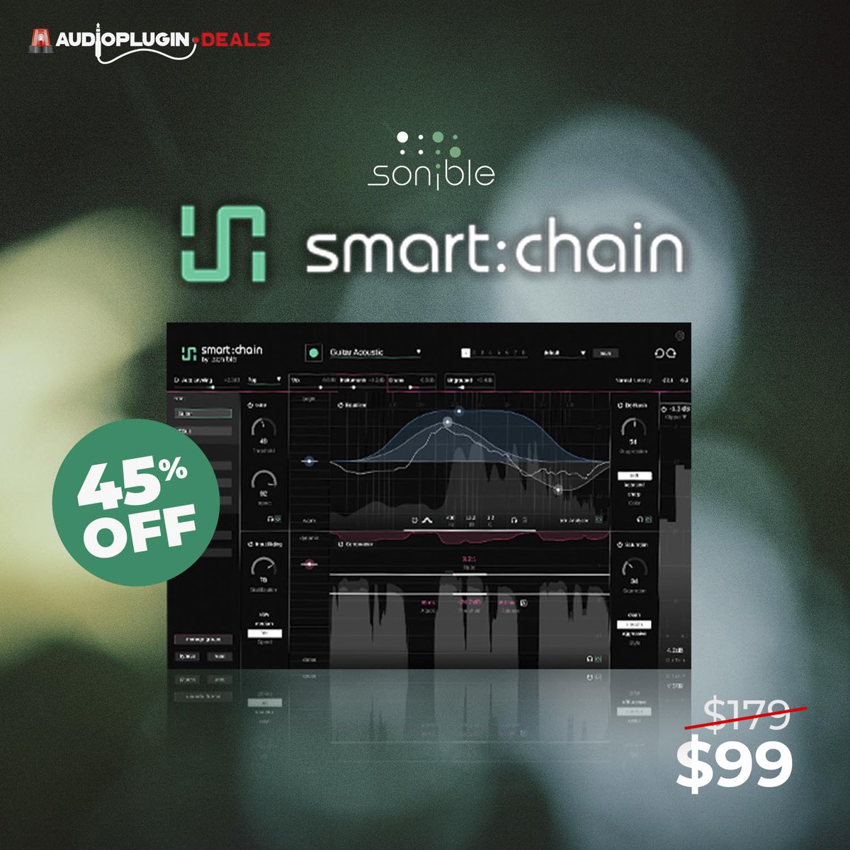 SampleSReview's tweet photo. 📷
OUT NOW: smart:chain by Sonible
Get it Here: https://t.co/CgQVCbxSMm
Normally $179, yours today for $99. Own a sonible smart plug-in already? It drops to $59.

#plugindeal #pluginsale #musicproduction #audioplugindeals #composer #audio #musicproducer #sonible https://t.co/ENtQoibKRd