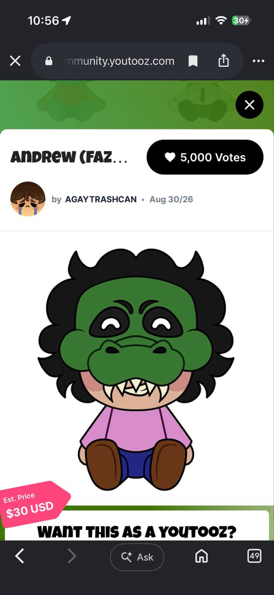 Andrewtalb8ww's tweet photo. In the beginning of day 5 of the Andrew youtooz campaign we have hit 5000 votes !!!! Thank you for everyone who voted we’re now only 44 votes away from the movie Michael afton youtooz that already got greenlit and it holds the fnaf youtooz record this is only the beginning so if you haven’t voted make sure you do and join the Andrew army !!!!!!! #fnaf #FNAF #andrewyoutooz 
Campaign started by @TDReadsBooks 
Amazing art by @Michael_Kinnie 
https://t.co/ZLxirHlnEb