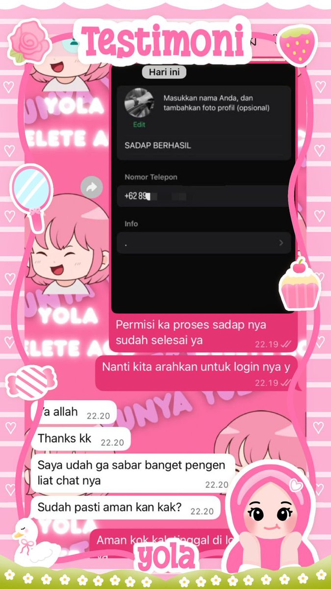 kvesini's tweet photo. JASA PEMULIHAN AKUN/DELETE AKUN, BERGARANSI RESMI GUYSS

KENDALA :#zonajajan
🌷PULIHKAN CHT WA LAMA
🌷JASA SADAP WA/IG
🌷LUPA PASWORD &amp; LUPA DATA2
���JASA HAPUS AKUN ALL SOSMED
🌷JASA PULIHKAN AKUN ALL GAME
GOGGLE ,GMAIL,INSTAGRAM,TWITER, FB,TIKTOK,DLL #zonauang

Fast WA di BIO‼️ https://t.co/w5MgmefTLx