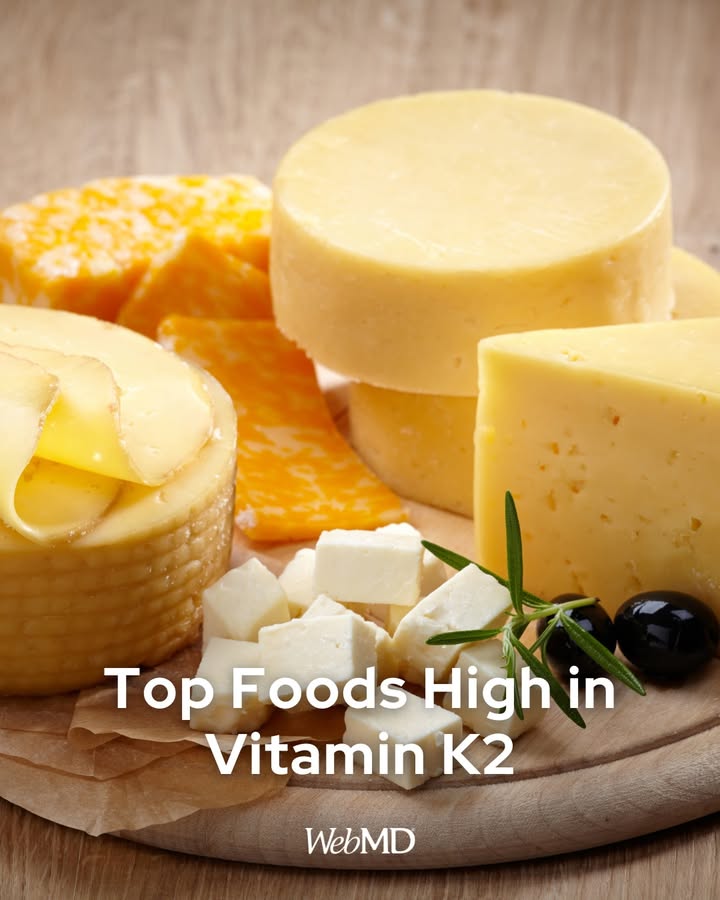 WebMD's tweet photo. Cheeses are one of the best sources of vitamin K2 along with nutrients like calcium, vitamin A, and protein. However, they’re also high in saturated fats and calories, so you should moderate your portions. Vitamin K2 content varies based on the cheese, and it increases with age across all types. https://t.co/bmLJQWZrAa