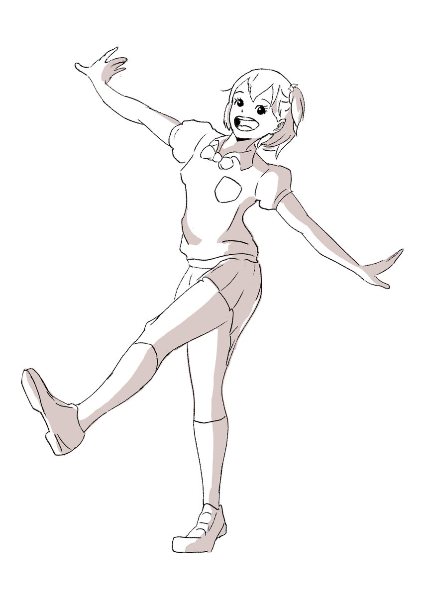 toge276's tweet photo. やっちゃんの創作ポーズ描いてみました！
＃ハイキュー　＃谷地仁花　＃アニメ私塾 https://t.co/HTpXCTfnIA