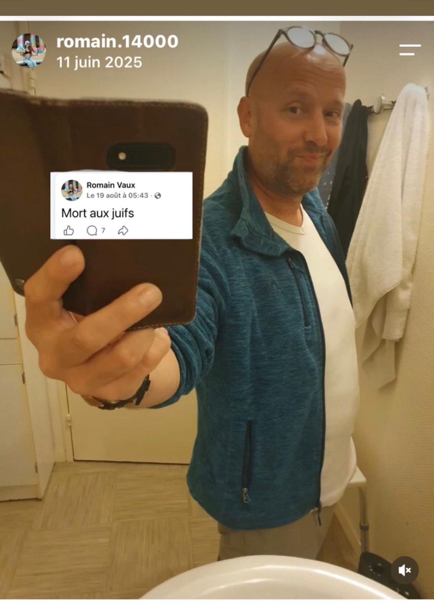 JCoupable's tweet photo. 🚨 SIGNALEMENT 🚨

Romain Vaux, garagiste à Caen, publie sur ses comptes Facebook et Instagram des propos appelant à la mort des Juifs.

Depuis octobre 2025, il poste régulièrement des contenus incitant à la haine, dont notamment : « MORT AUX JUIFS ».
@DILCRAH @NunezLaurent 
⬇️ https://t.co/0FfsGFppWe