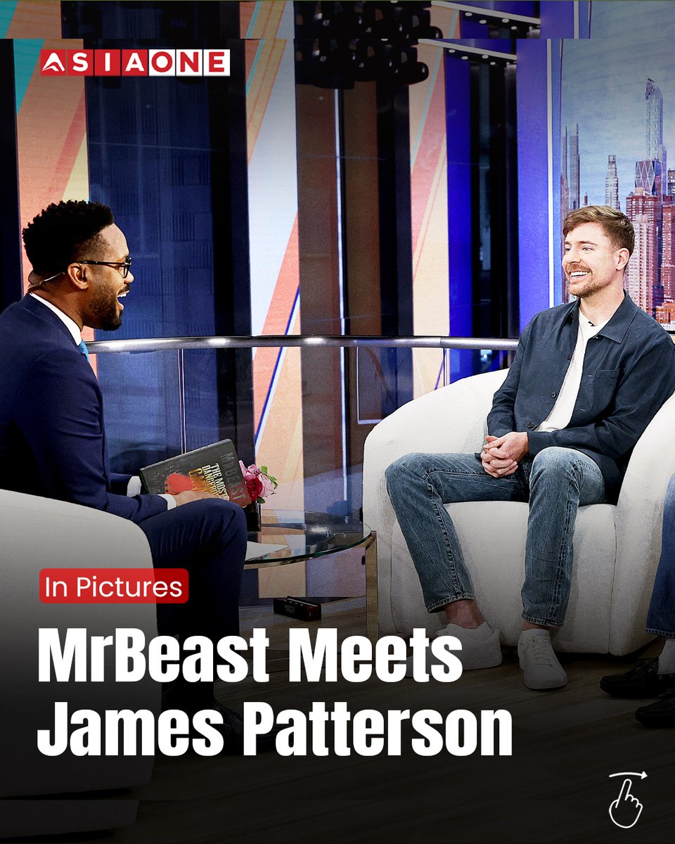AsiaOne_News's tweet photo. MrBeast, James Patterson and Lawrence B. Jones appear together during a segment on Fox & Friends in New York City.
#Asiaone #Asiaonenews #MrBeast #JimmyDonaldson #JamesPatterson #LawrenceBJones #FoxAndFriends #NewYork #EntertainmentNews https://t.co/cgGTa2l51F