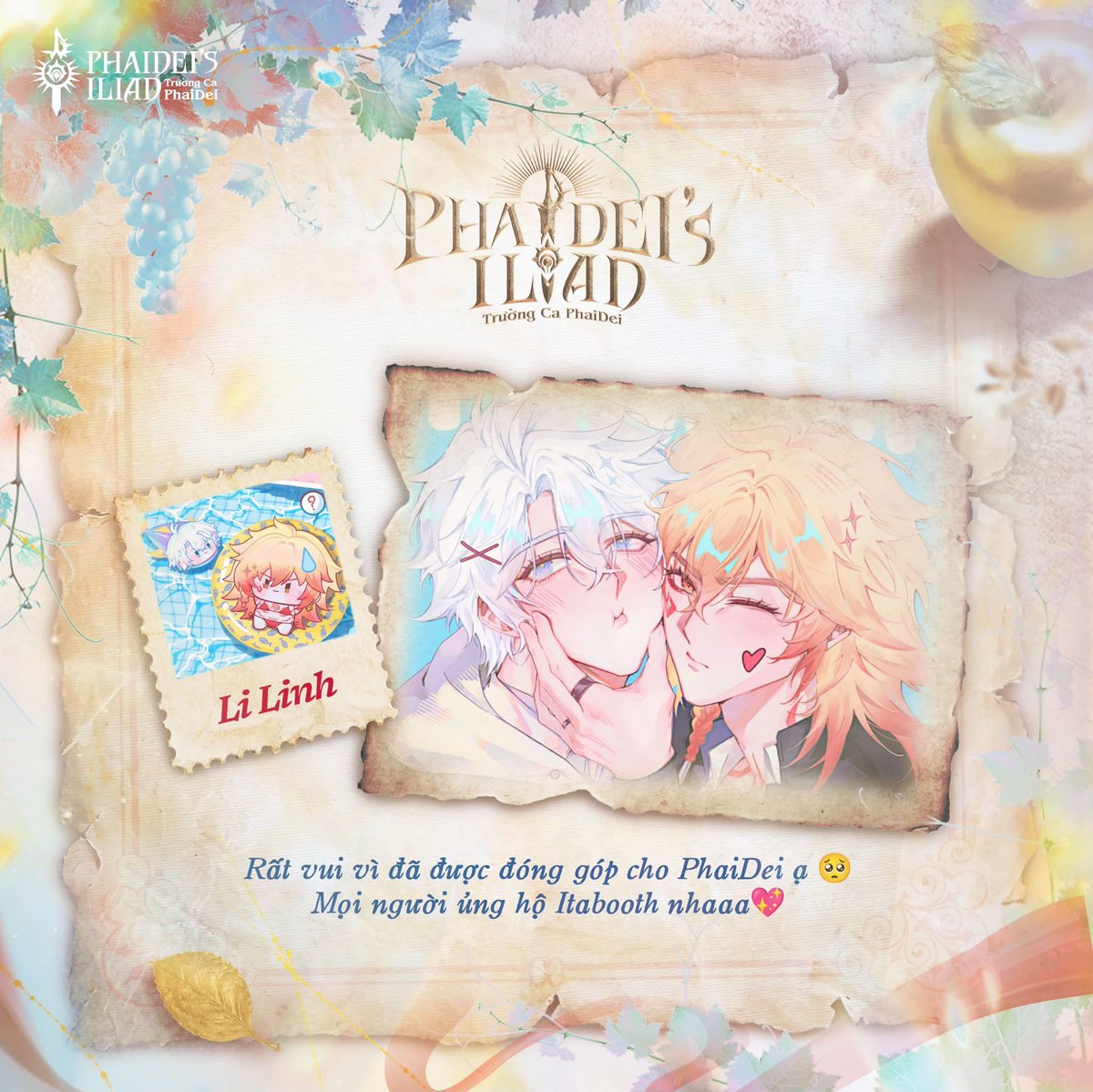 PhaiDeisIliad's tweet photo. ☀️ Artists Spotlight 🍷

Welcome to the epic journey of PhaiDei, @Shiro_Kuma498 &amp; Li Linh. With countless captivating ways of telling stories through art, together, we shall weave an immortal epic of PhaiDei, destined to last forever.

#phaideiitabooth #phaideisiliad https://t.co/L9OE0MXL5r