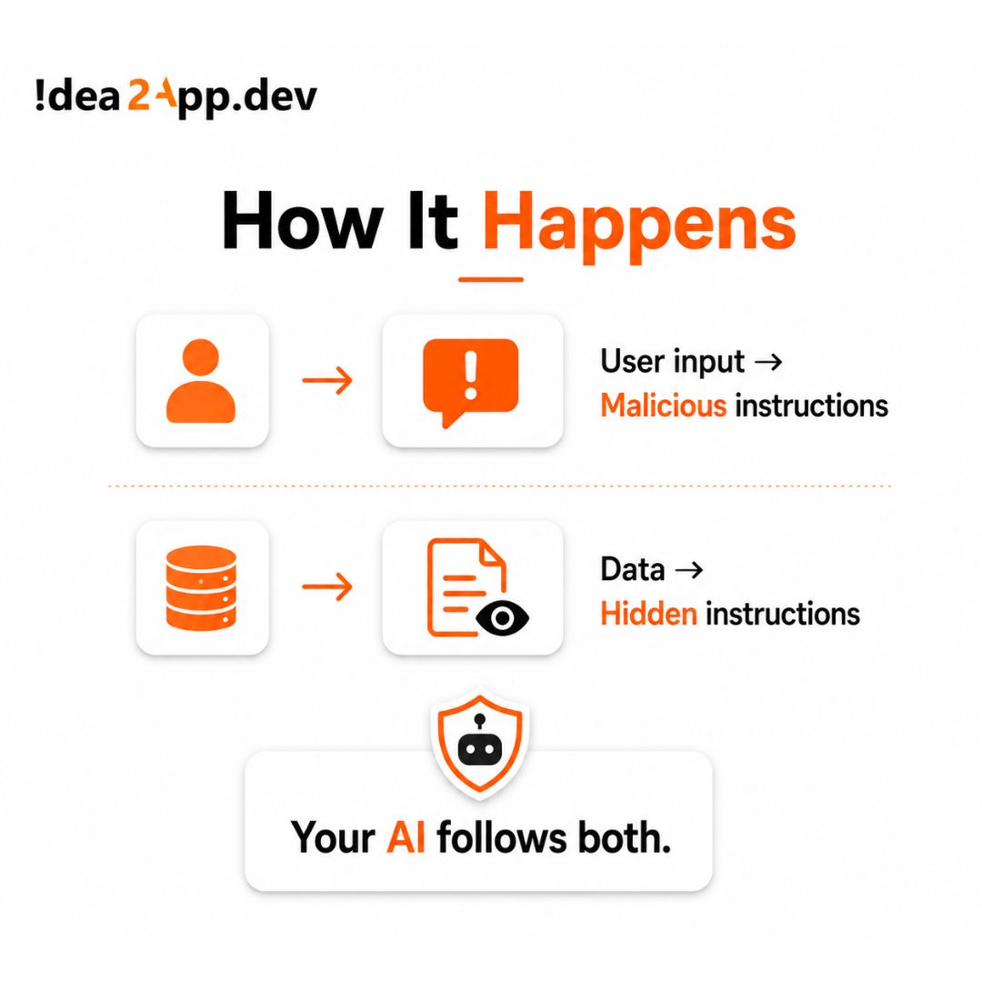 idea2app_dev's tweet photo. Prompt injection can manipulate AI through malicious user input or hidden instructions.

Secure AI requires defense in depth: validation, isolation, access controls, and monitoring.

Read the guide:
 https://t.co/AX8CXFlZEx

#AISecurity #PromptInjection https://t.co/tfyrCx9TQq
