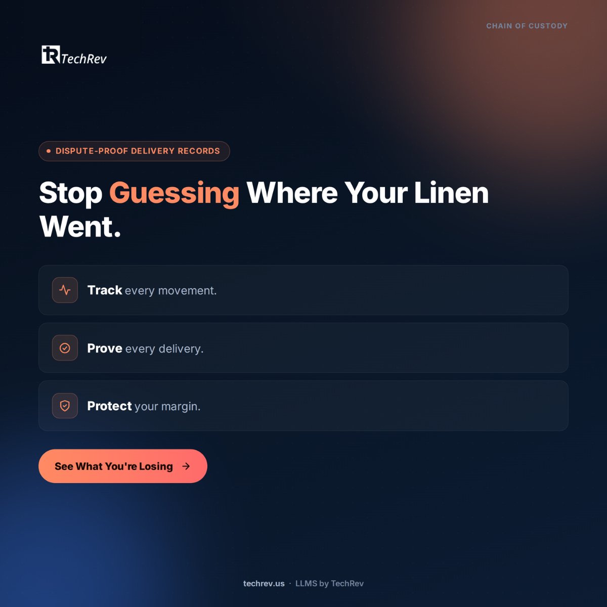 TechRevLLC's tweet photo. We delivered it.
We didn’t receive it.

For linen service providers, that conversation can turn into lost inventory, replacement costs, and client disputes.

@TechRevLLC  LLMS gives you visibility into where linen is, what was delivered, and what happened at every handoff. https://t.co/Can5amHywo