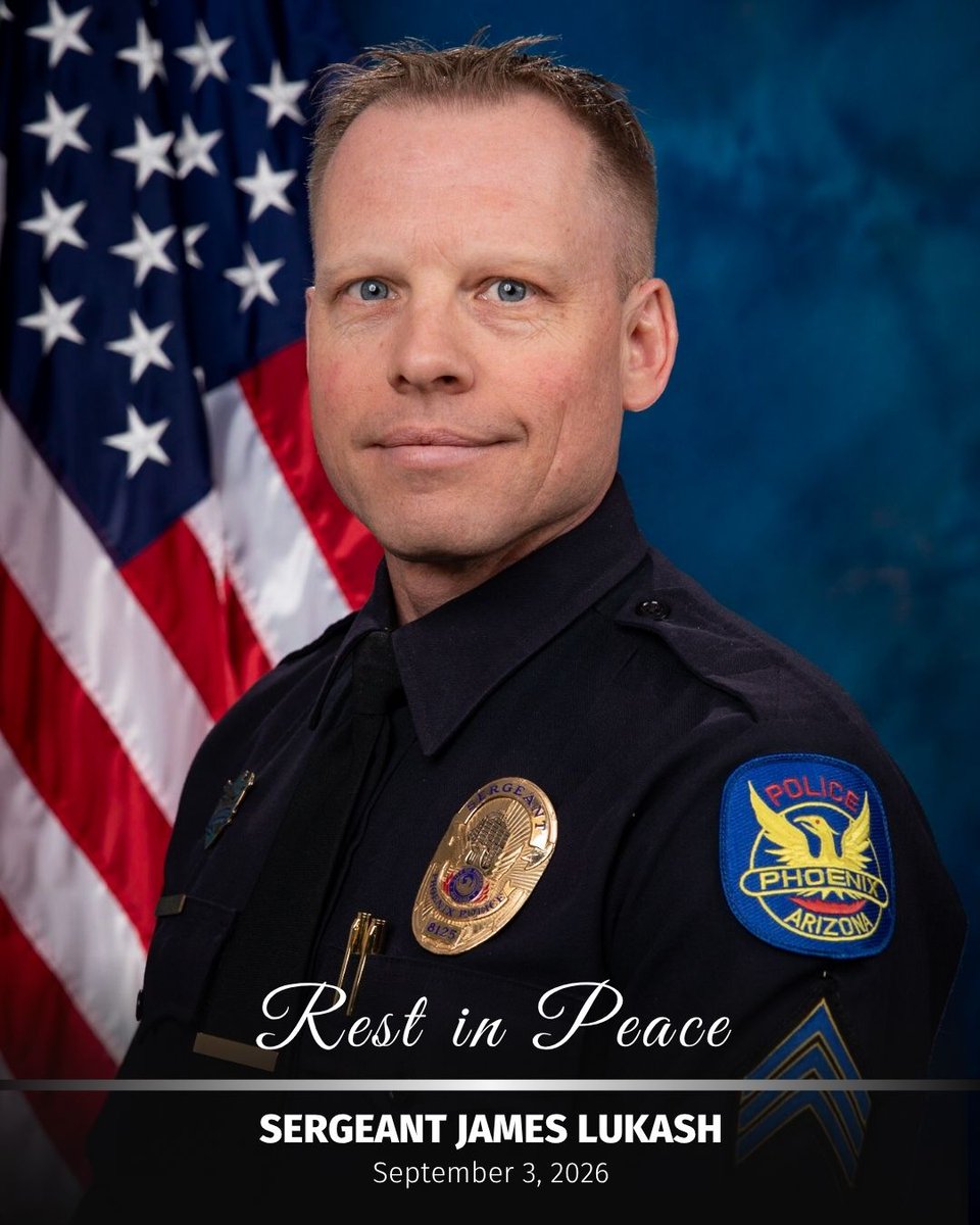 PhoenixPolice's tweet photo. It is with great sorrow that we announce the passing of Sgt. James Lukash #8125, who passed away at the hospital following a medical event at home. Sgt. Lukash was a 22-year veteran of the department.

Rest in peace, Sgt. Lukash, you will be dearly missed. https://t.co/dV2IOnYz2k