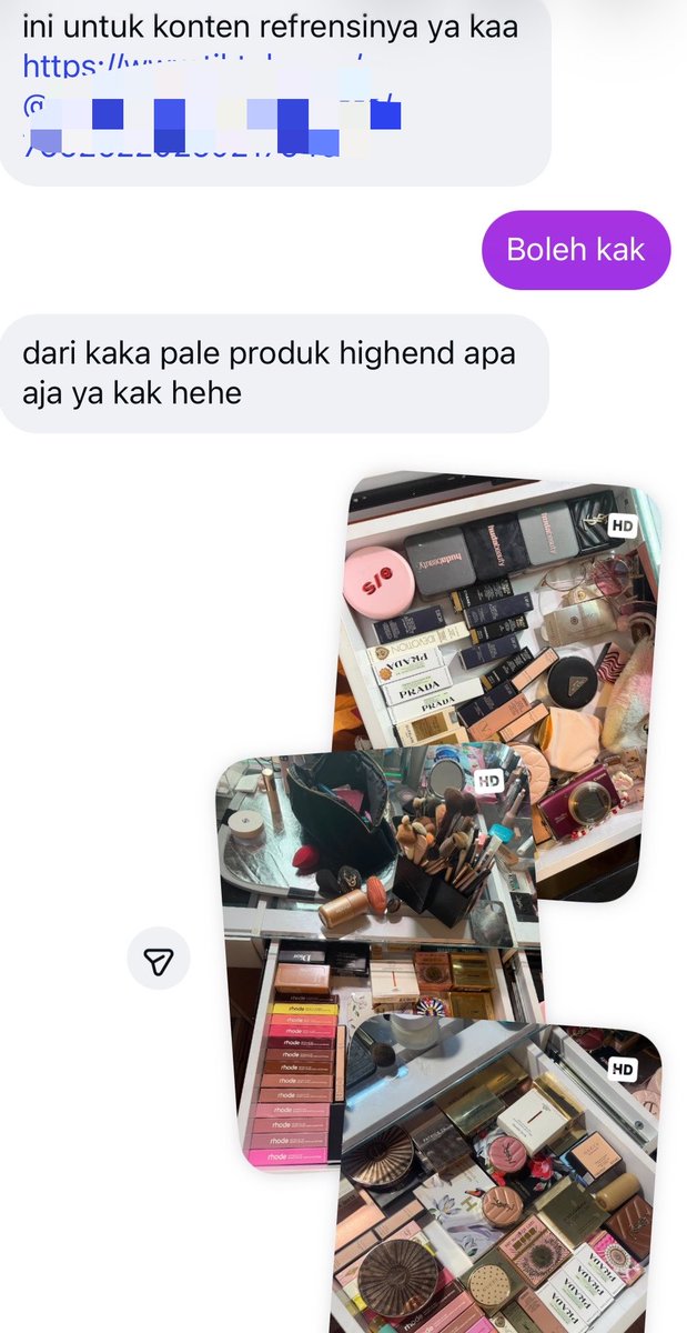 illvvinati's tweet photo. Dapet endorse, ditanya aku punya produk high end apa wkwkwkwk
Ku tunjukin ini Sephora di laci meja makeup ku 😭🙏 https://t.co/6MU0I40VmD