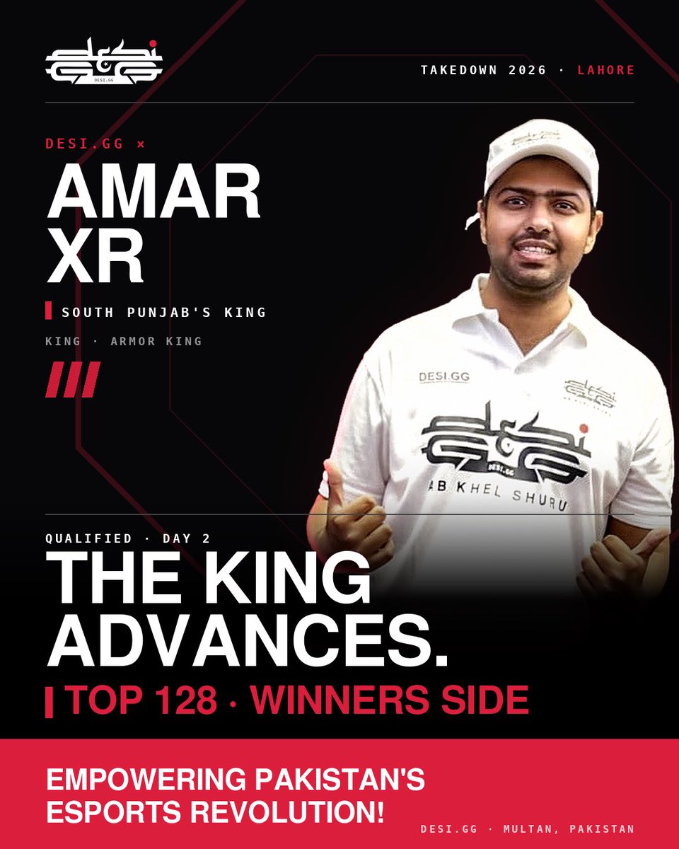 Desiggofficial's tweet photo. Amar Xr have qualified for day 2 Top 128 winner side 🔥
Congratulations 🙌🏻 
Best of luck for day 2
#tekken8 #tekken #pakistanesports #desigg #takedown2026 https://t.co/2VjFXZbEbs