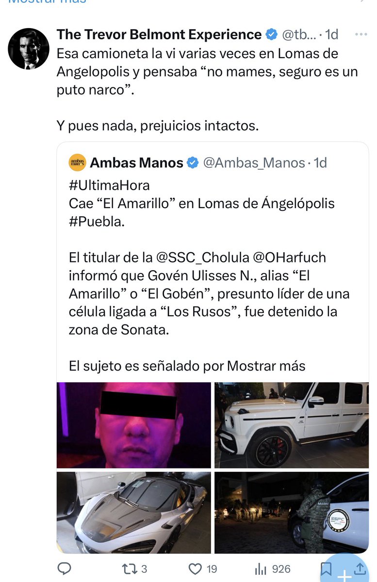 JoseCansecoo's tweet photo. @tbelmont2nd @SalomonSatv6 @perezdiazmx La pregunta no está limitada a un particular.  

Ahora, por qué pensabas “no mames seguro es de un puto narco” ?? …Como tú afirmas ¿no te alcanza para comprar algo igual ? https://t.co/0Os7iVkMFq